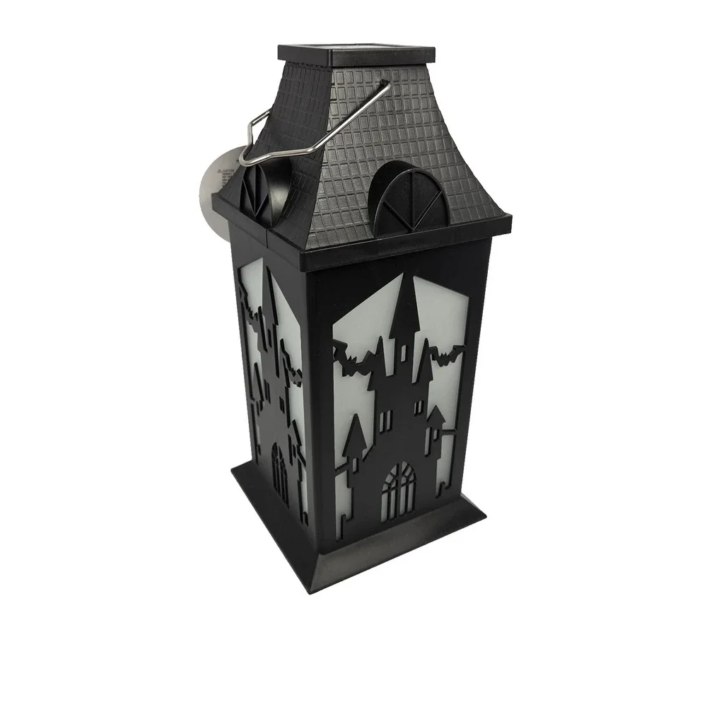 Haunted House LED Light Up Lantern Halloween Decor 12 Inch Black New Gothic